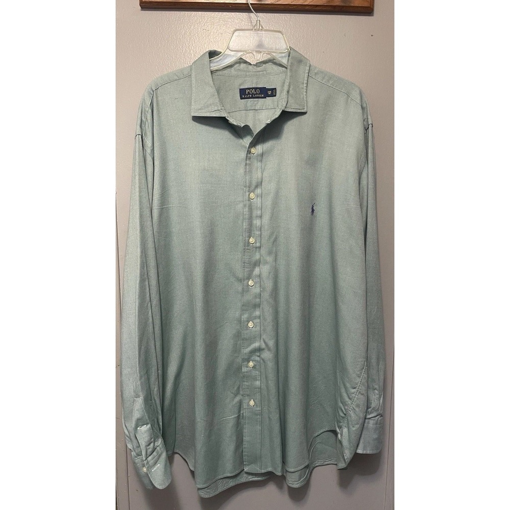 Polo Ralph Lauren dress shirt men's  2XLT Light Green Long Sleeve Button Down